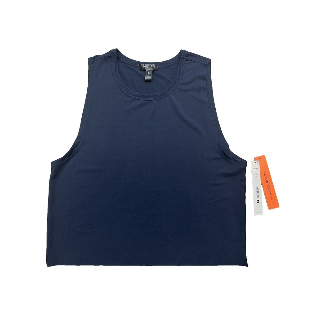NWT Bloomingdales Aqua Athletic Navy Perforated Mesh Tank  Top Retail $48 Sz‎ XS